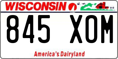 WI license plate 845XOM
