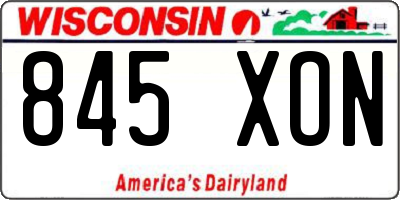 WI license plate 845XON