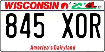 WI license plate 845XOR
