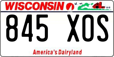WI license plate 845XOS