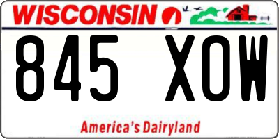 WI license plate 845XOW