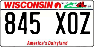 WI license plate 845XOZ