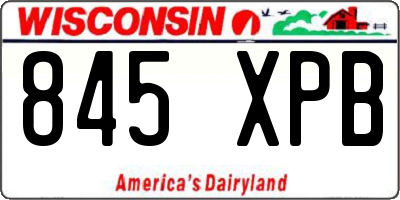 WI license plate 845XPB