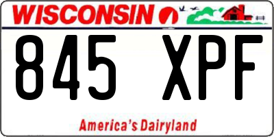 WI license plate 845XPF