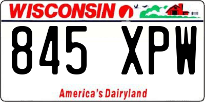 WI license plate 845XPW
