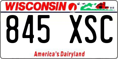 WI license plate 845XSC