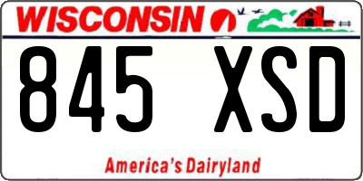 WI license plate 845XSD