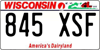 WI license plate 845XSF