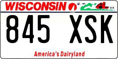 WI license plate 845XSK
