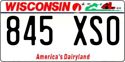 WI license plate 845XSO