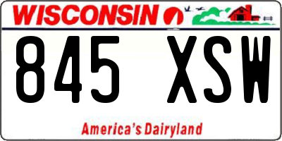 WI license plate 845XSW