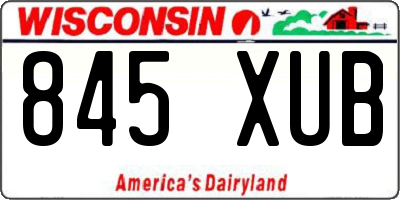 WI license plate 845XUB