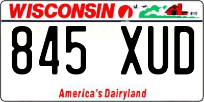 WI license plate 845XUD