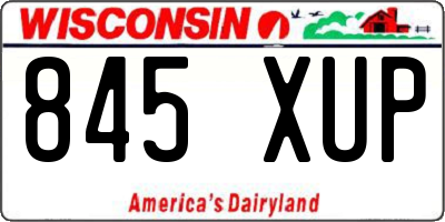 WI license plate 845XUP