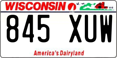 WI license plate 845XUW