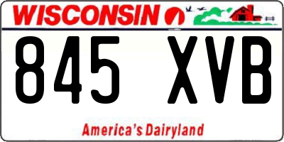 WI license plate 845XVB