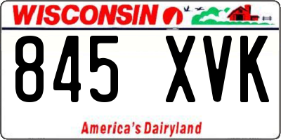 WI license plate 845XVK