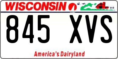 WI license plate 845XVS