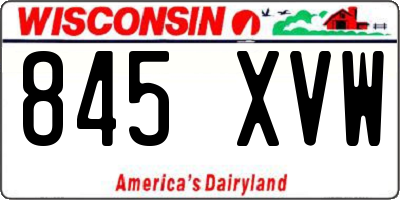WI license plate 845XVW