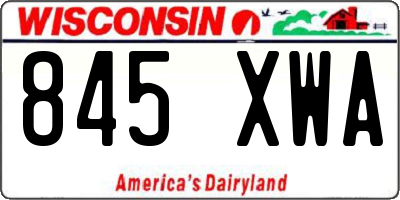 WI license plate 845XWA