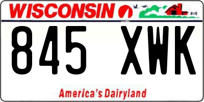 WI license plate 845XWK