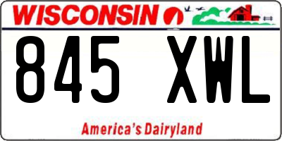 WI license plate 845XWL