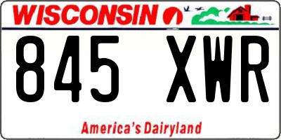 WI license plate 845XWR