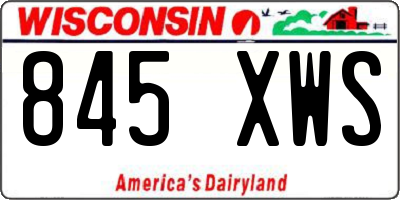 WI license plate 845XWS
