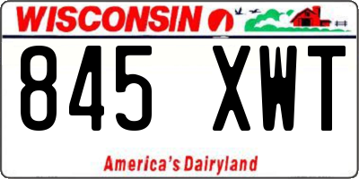 WI license plate 845XWT