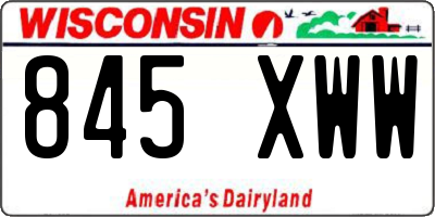 WI license plate 845XWW