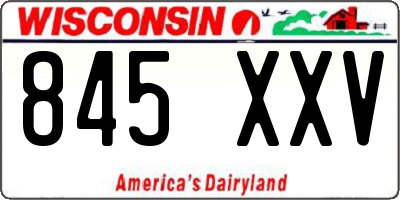 WI license plate 845XXV