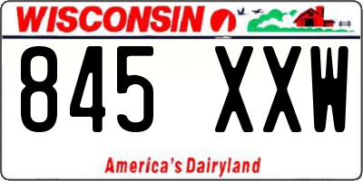 WI license plate 845XXW