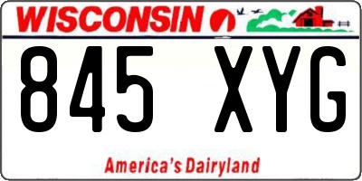 WI license plate 845XYG