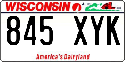 WI license plate 845XYK