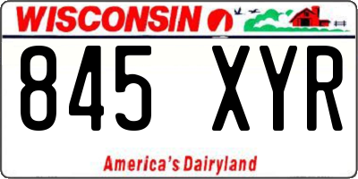 WI license plate 845XYR