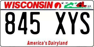 WI license plate 845XYS
