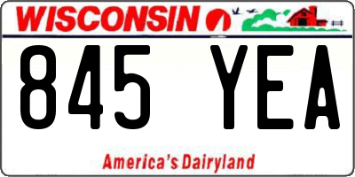 WI license plate 845YEA