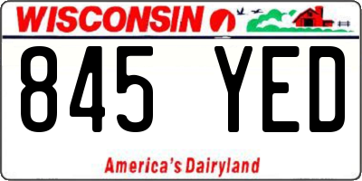 WI license plate 845YED