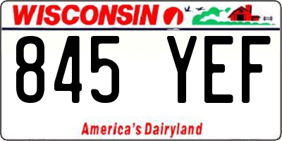 WI license plate 845YEF