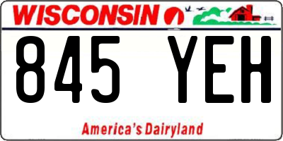 WI license plate 845YEH