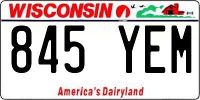 WI license plate 845YEM