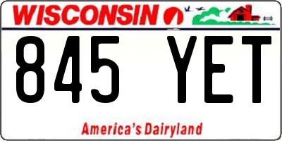 WI license plate 845YET