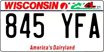 WI license plate 845YFA