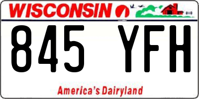 WI license plate 845YFH