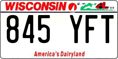 WI license plate 845YFT