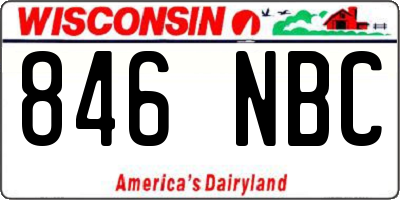 WI license plate 846NBC