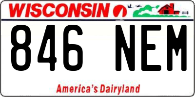 WI license plate 846NEM