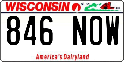 WI license plate 846NOW