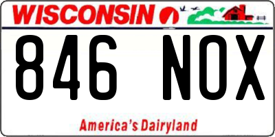 WI license plate 846NOX