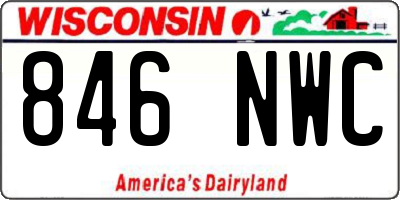 WI license plate 846NWC